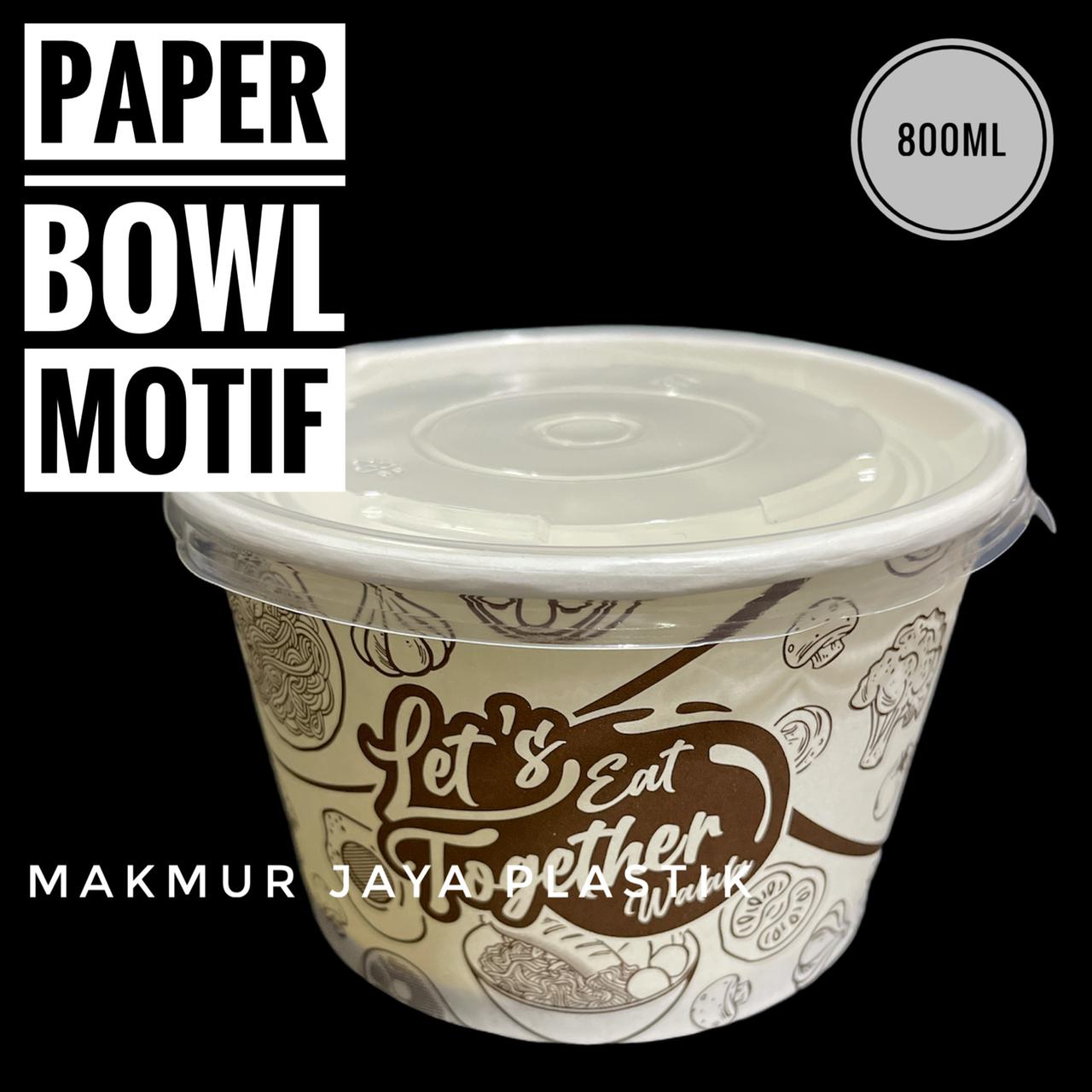 PAPER RICE BOWL 800 ML MOTIF SUDAH TERMASUK TUTUP ISI 50 PC Lazada Indonesia