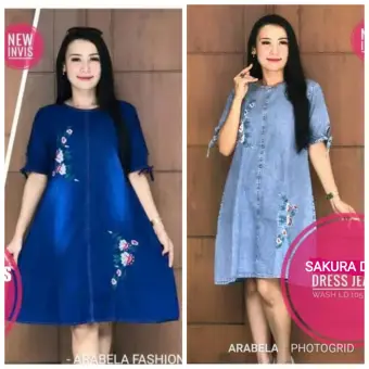 dress denim wanita