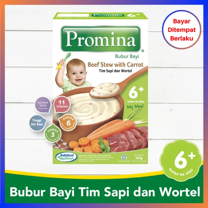 Promina Bubur Bayi 6 Bulan Rasa Tim Sapi Dan Wortel Beef Stew With Carrot Box 120 Gram Lazada Indonesia