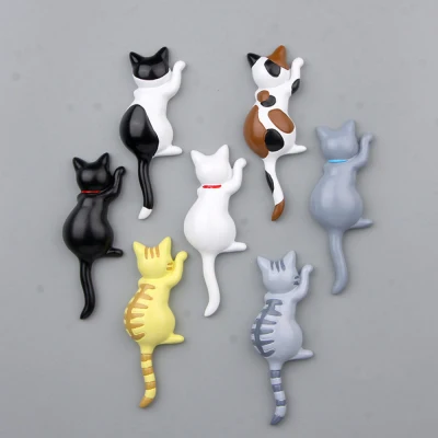 FAWYT Creative 3D Cute Cartoon Hooks Fridge Sticker Cat Refrigerator Magnet