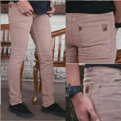 BAYAR DITEMPAT!!-COD-celana pensil pria celana panjang jeans pria terbaru- celana jeans pencil naomi coklat/abu terbaru