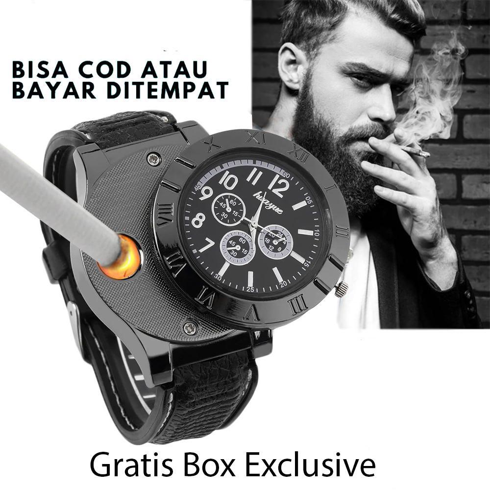 Tukuo - Jam Tangan Pria Korek Elektrik USB Korek Api Rokok Cigarrete Lighter Watch Jam Tangan Analog