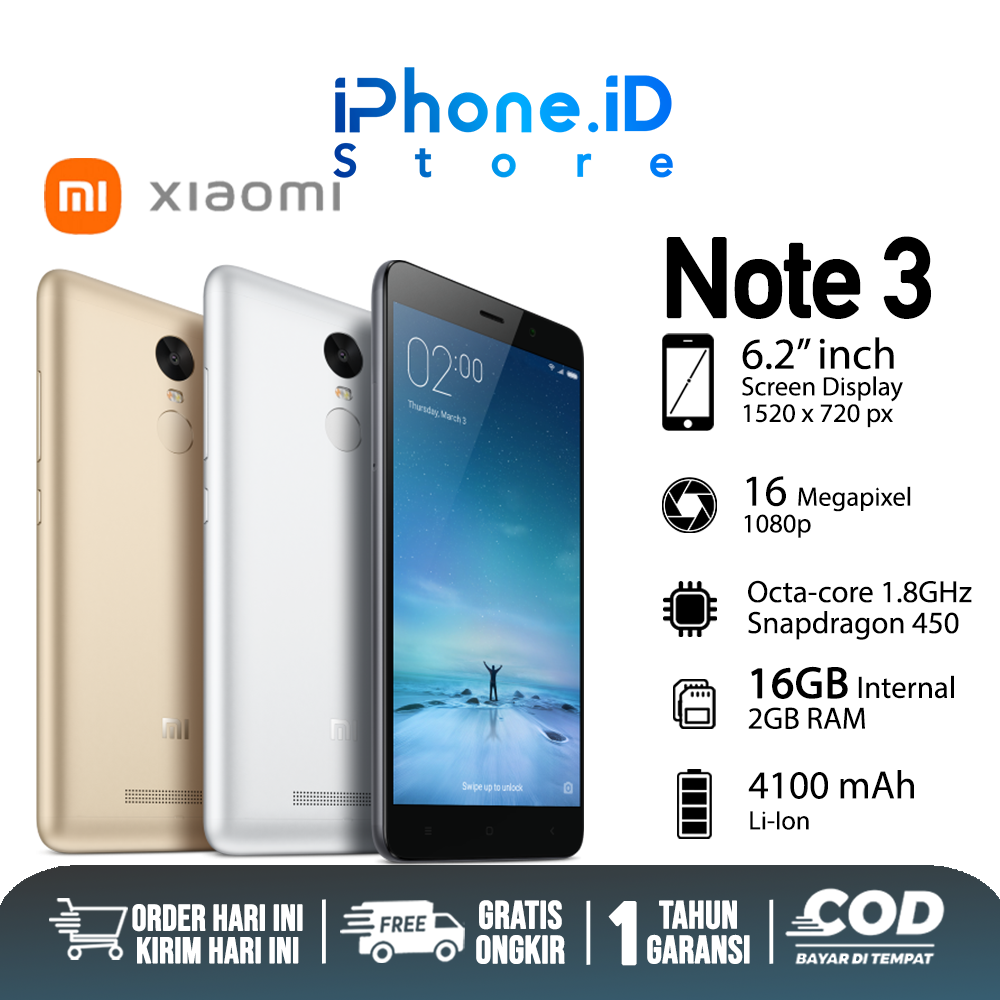 Xiaomi Redmi Note 3 2/16GB - 3/32GB LIKE NEW BERGARANSI ORI 100% MULUS ...