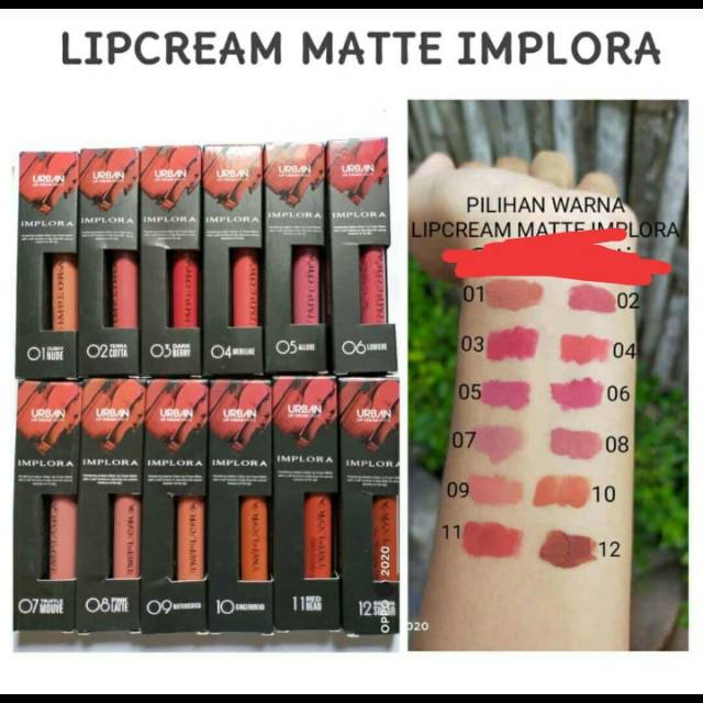 implora lip cream 12 warna