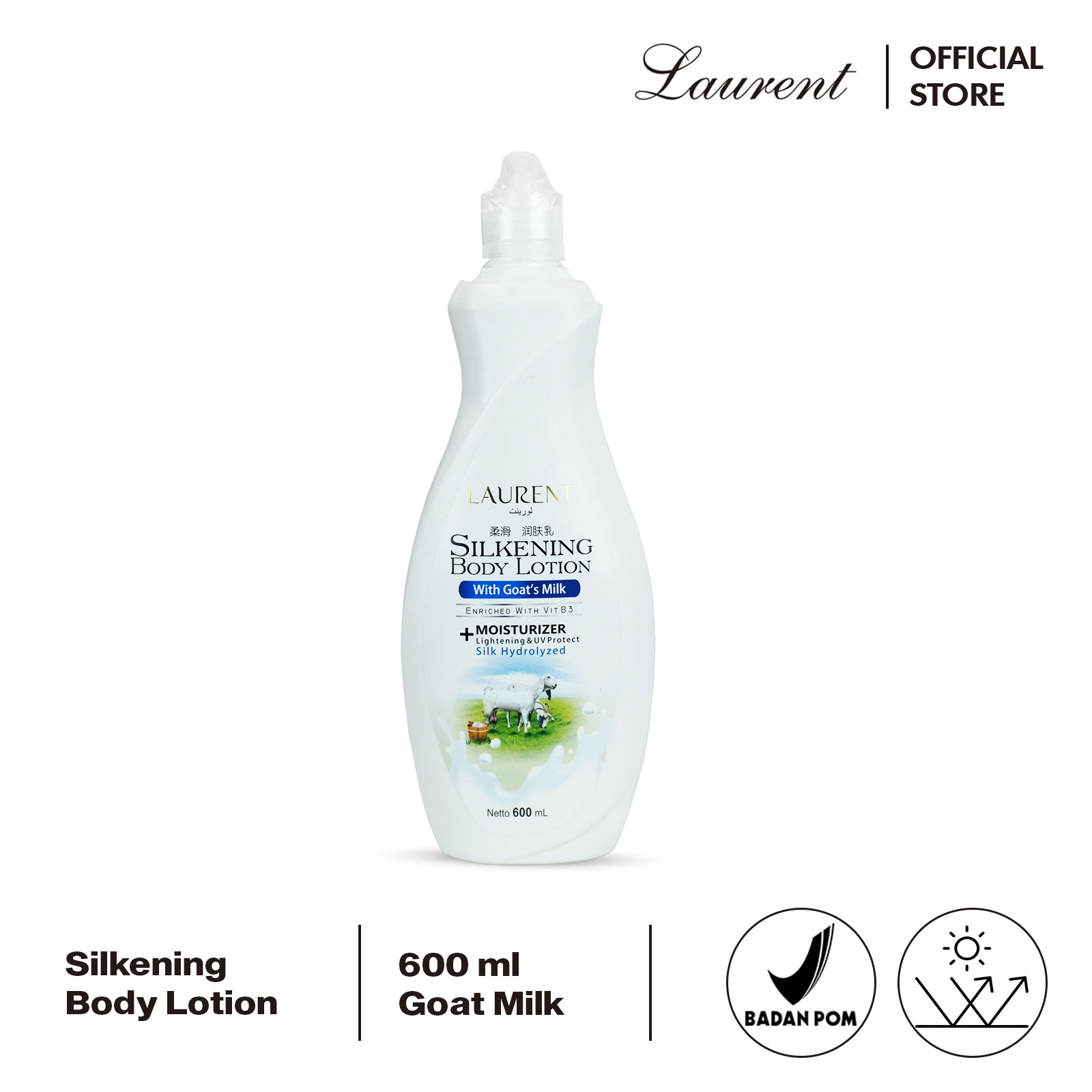 Laurent Silkening Body Lotion 600 ML Pencerah Kulit With Goat Milk