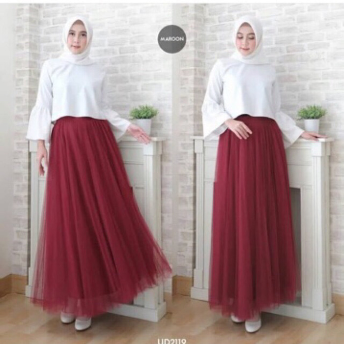 ROK TUTU PANJANG DEWASA Rok Katunmixtille A-Line Rok Casual Untuk