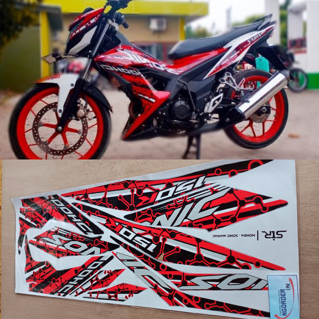 Striping Sticker Lis Variasi Motor HONDA SONIC MANIAC Merah Hitam Lazada Indonesia