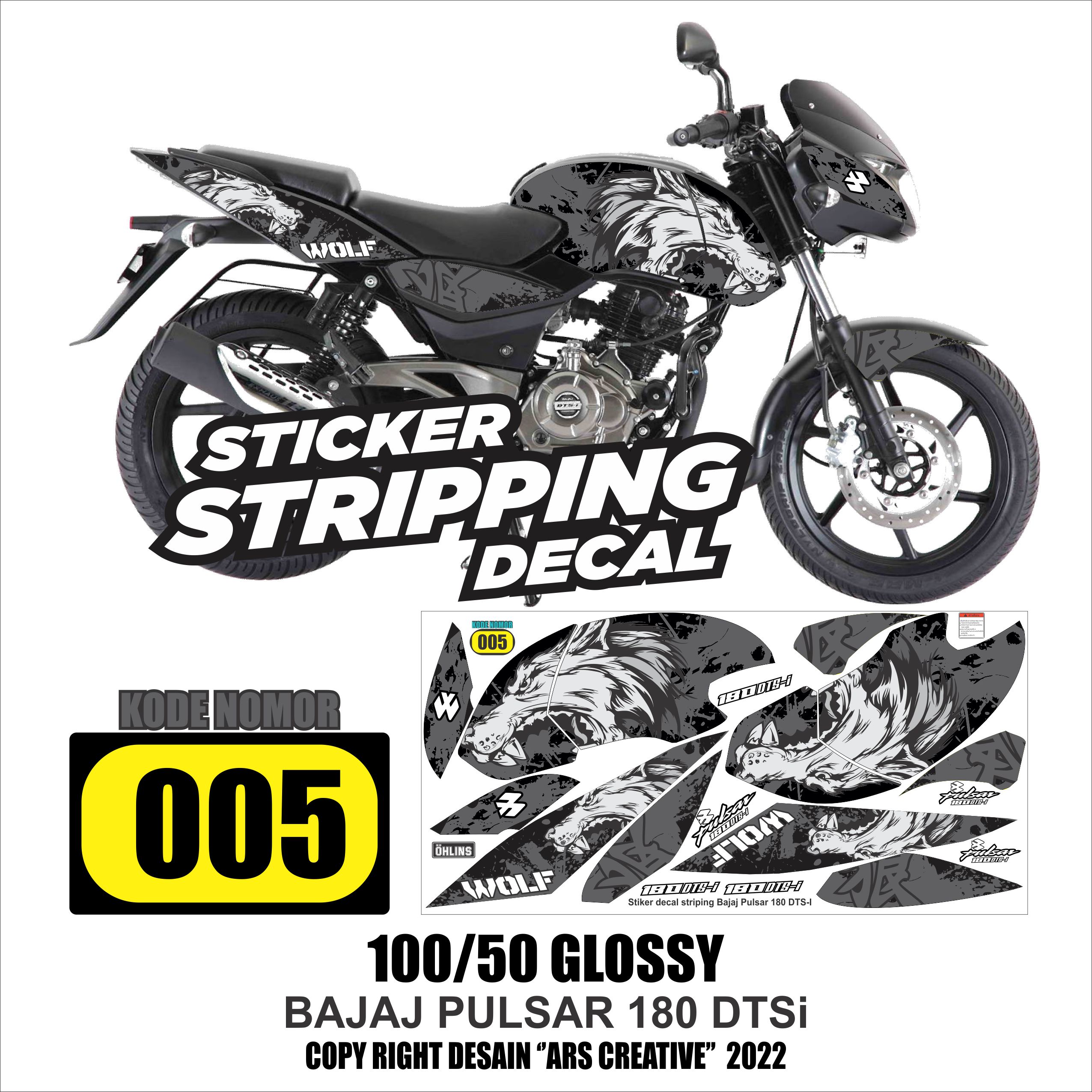 Sticker decal striping bajaj pulsar 180 DTSi wolf variasi