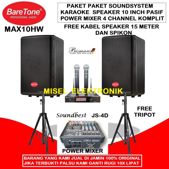 Paket Karaoke Speaker Pasif BareTone Power mixer Soundbest JS4d Lazada Indonesia