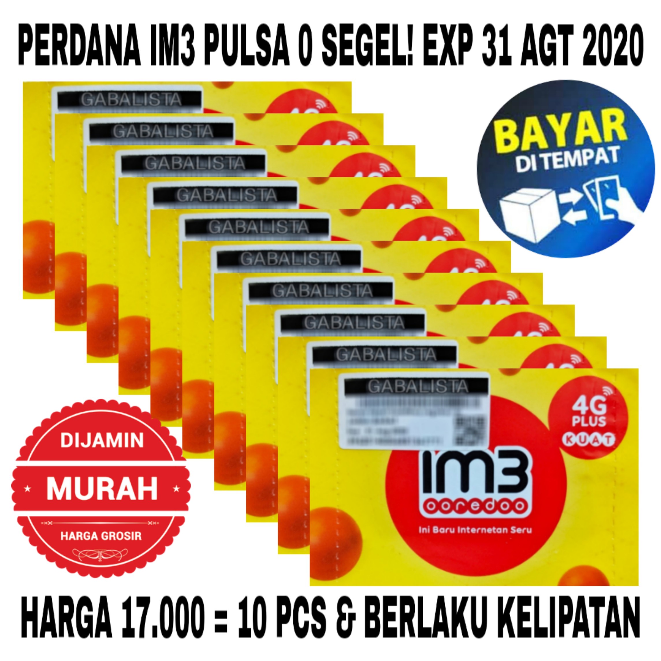 Kartu Perdana Indosat Im3 ooredoo Pulsa 0 Grosir / 10 pcs