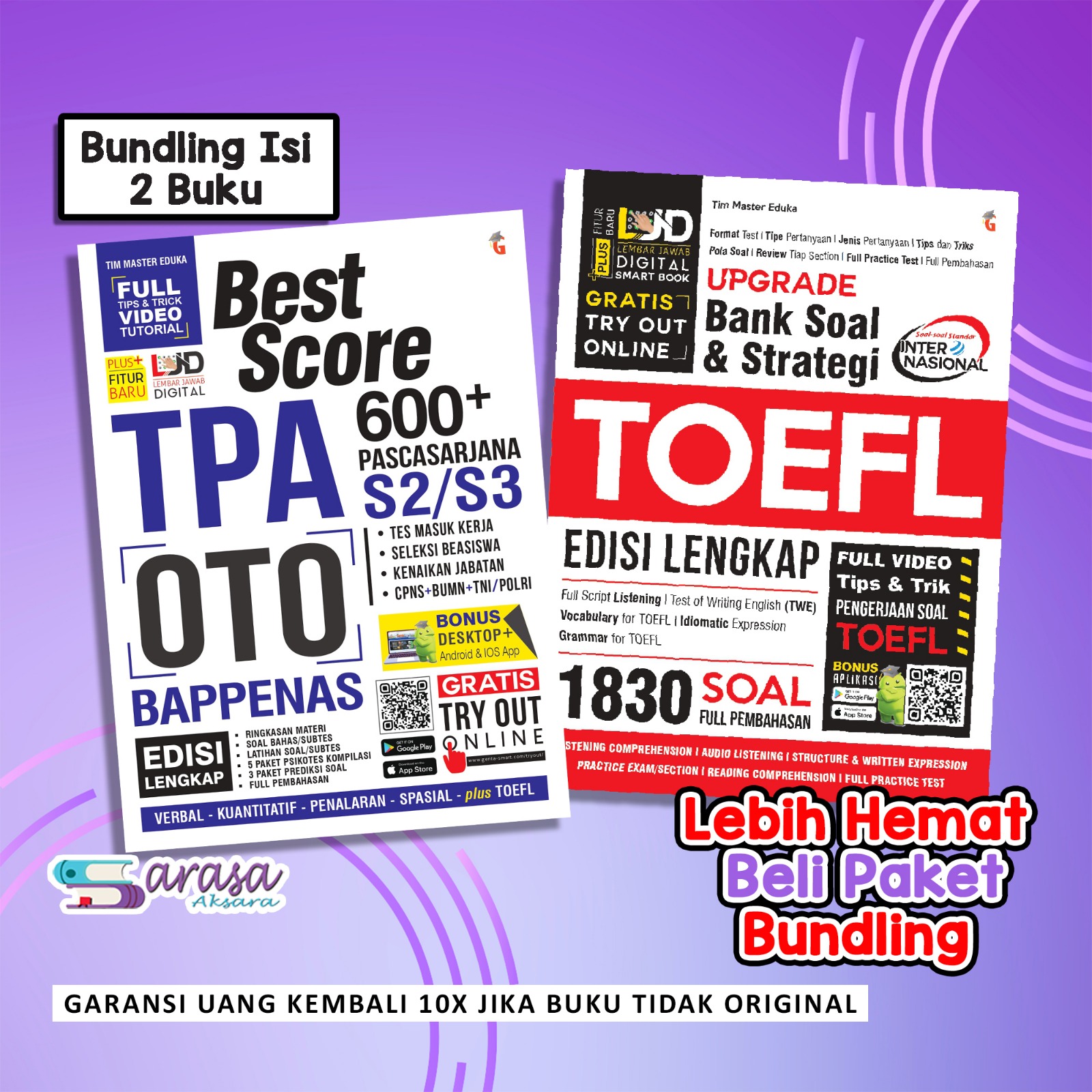 Paket Buku Tes Tpa Oto Bappenas Best Score 600+ & Best Score Toefl ...