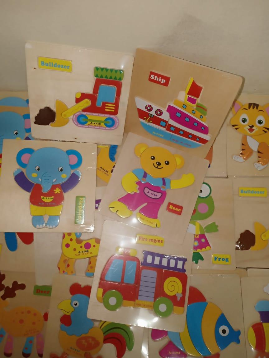 Mainan Edukatif Anak Puzzle Kayu Aneka Hewan/Kendaraan Mainan Kayu Pintar Paket Puzzle Kayu Puzle