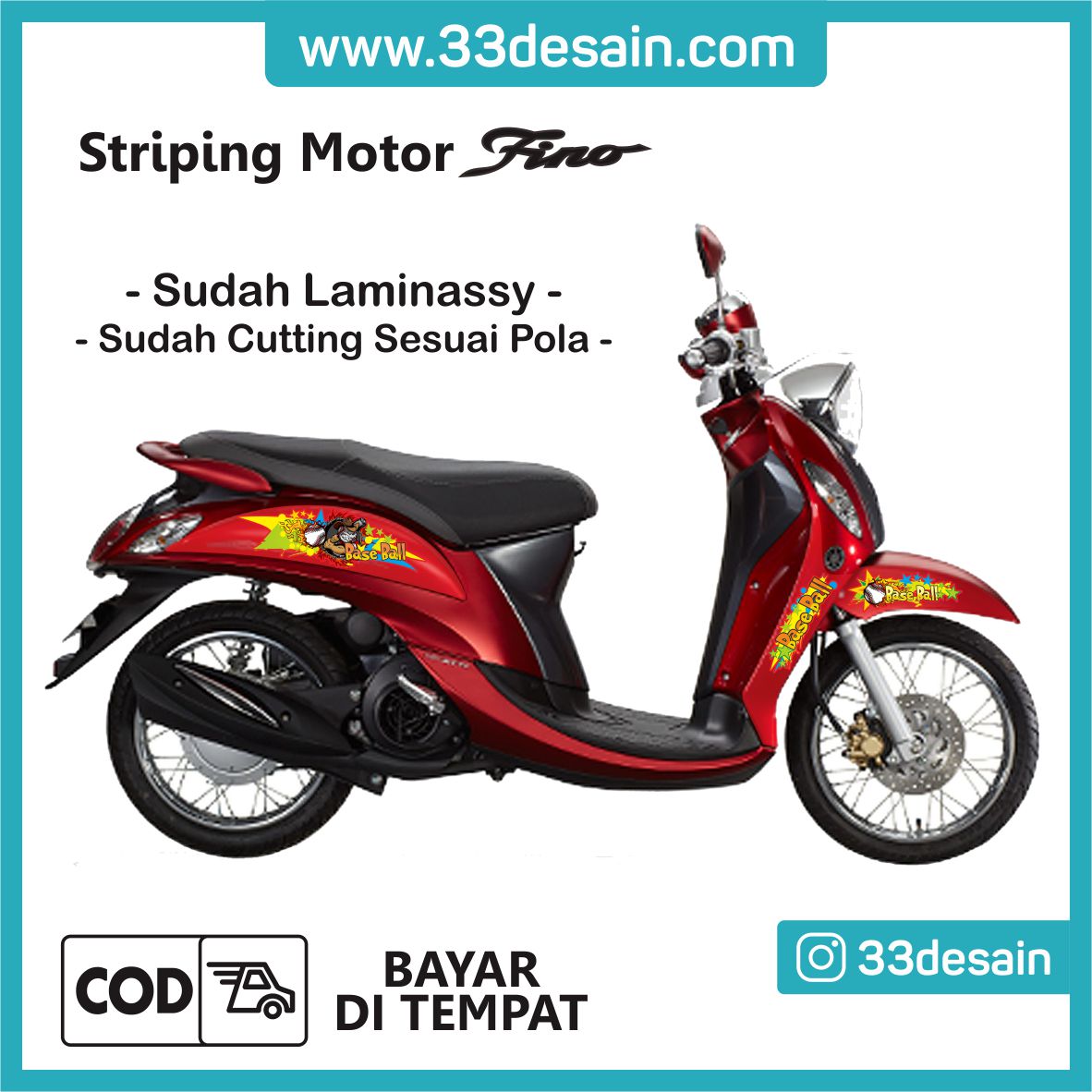 Aksesoris Stiker Motor Sticker Striping Motor 14 Yamaha Fino Print Cut Base Ball 33Desain Lazada Indonesia