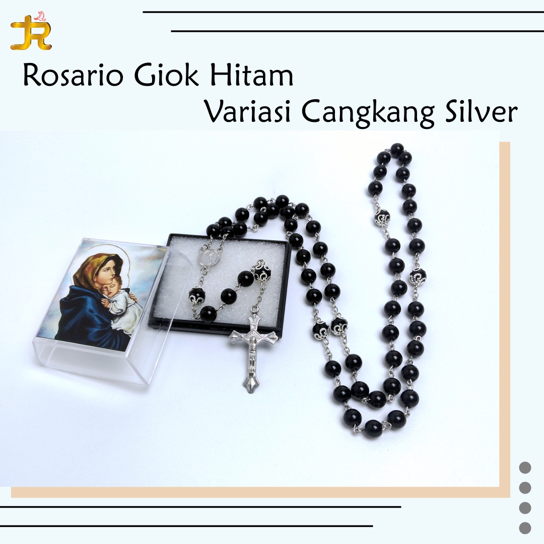 Rosario Batu Giok Hitam Variasi Cangkang Silver / Kallung Rosario ...