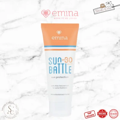 Emina Sun Battle SPF 30 PA+++ 60 ml Krim Matahari Aftersun Tabir Surya Sun Block Wajah Original
