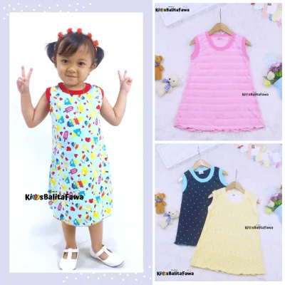 Daster Yukensi uk 1-2 Tahun / Dress Anak Perempuan Bahan Kaos Baju Harian Anak Murah Kios Balita Fawa