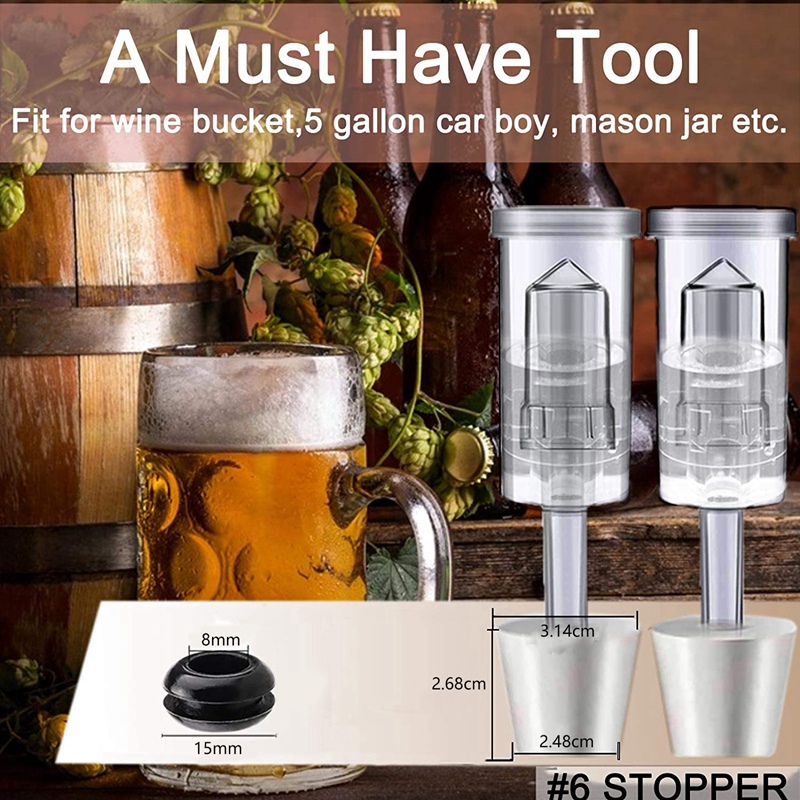 Fermentation Lids Airlock Kit with 6Stopper,Air Locks Fermentation