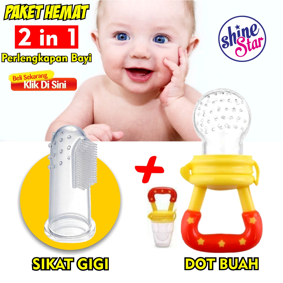 SHINE STAR [Paket Hemat 2 in 1] Dot Bayi Empeng Buah Cocok Untuk Bayi