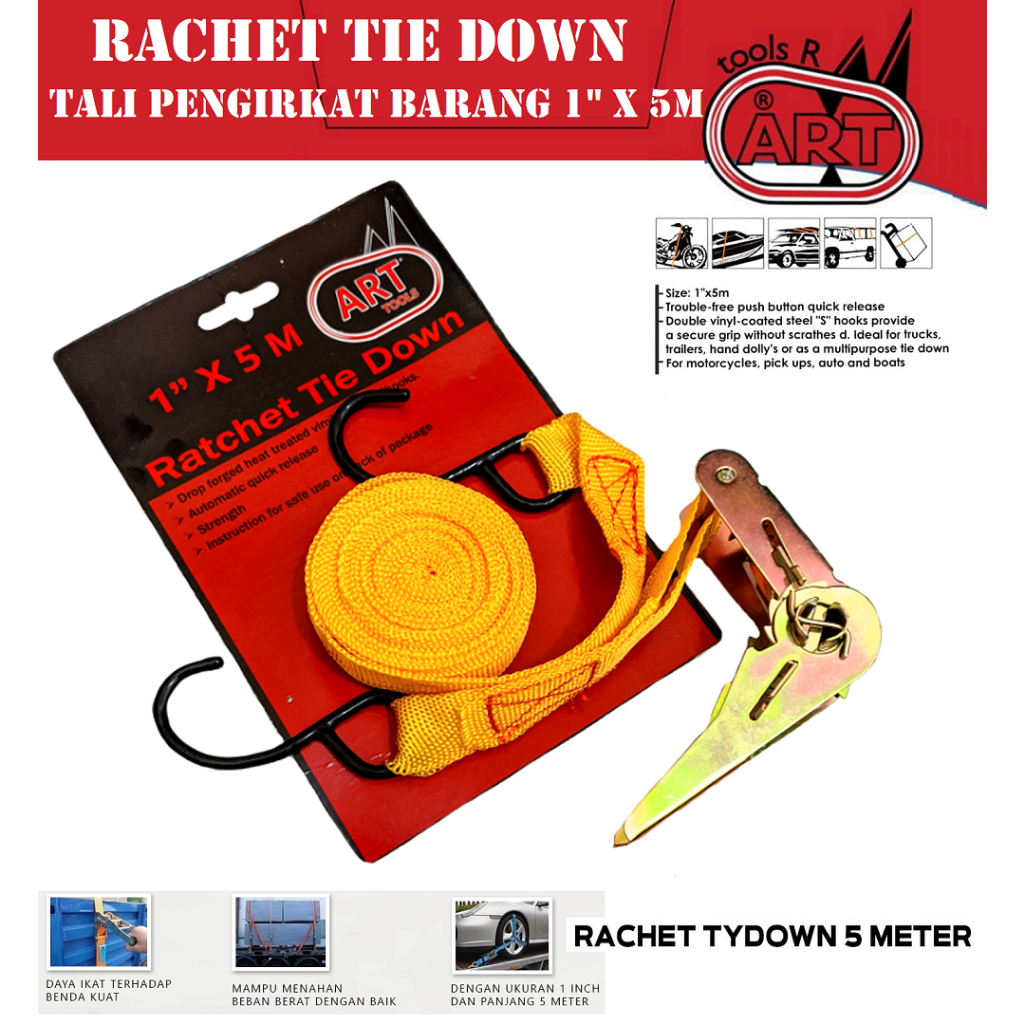 Rachet Tie Down Tali Pengikat Barang Motor Track Belt Webbing Cargo