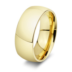 8mm Berlapis Emas Tinggi Dipoles Klasik Halus Cincin Anillos untuk Pria dan Wanita