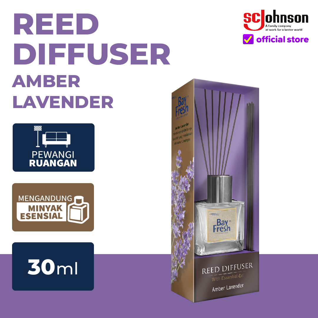 Bayfresh Reed Diffuser Regular Pengharum Ruangan Amber Lavender