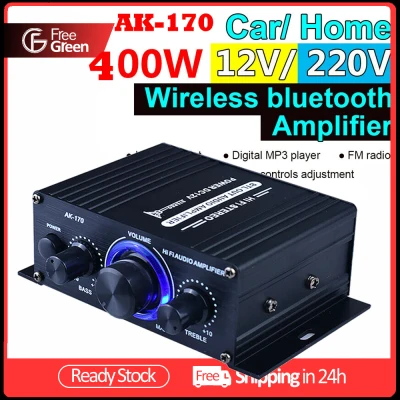 FreeGreen [in stock] Ak170 400W 12v Mini Amplifier Hifi Digital Bluetooth Stereo Audio Amplifier Fm Radio Microphone Car Home Player