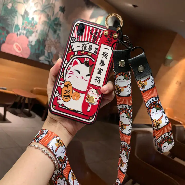 Vivo X23 Casing Hp Keberuntungan Kekayaan Tahun Baru Model X23 Warna Fantasi Versi Kucing Pembawa Keberuntungan Ornamen Kepribadian Modis Model Wanita Kreatif Gelang Bungkus Penuh Anti Jatuh Alat Penyangga Sampul Lunak