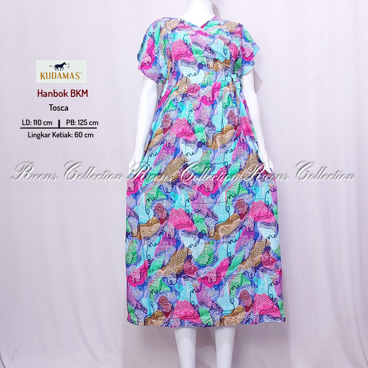 Reens Collection Daster HANBOK Batik Kuda Mas Longdress Kimono