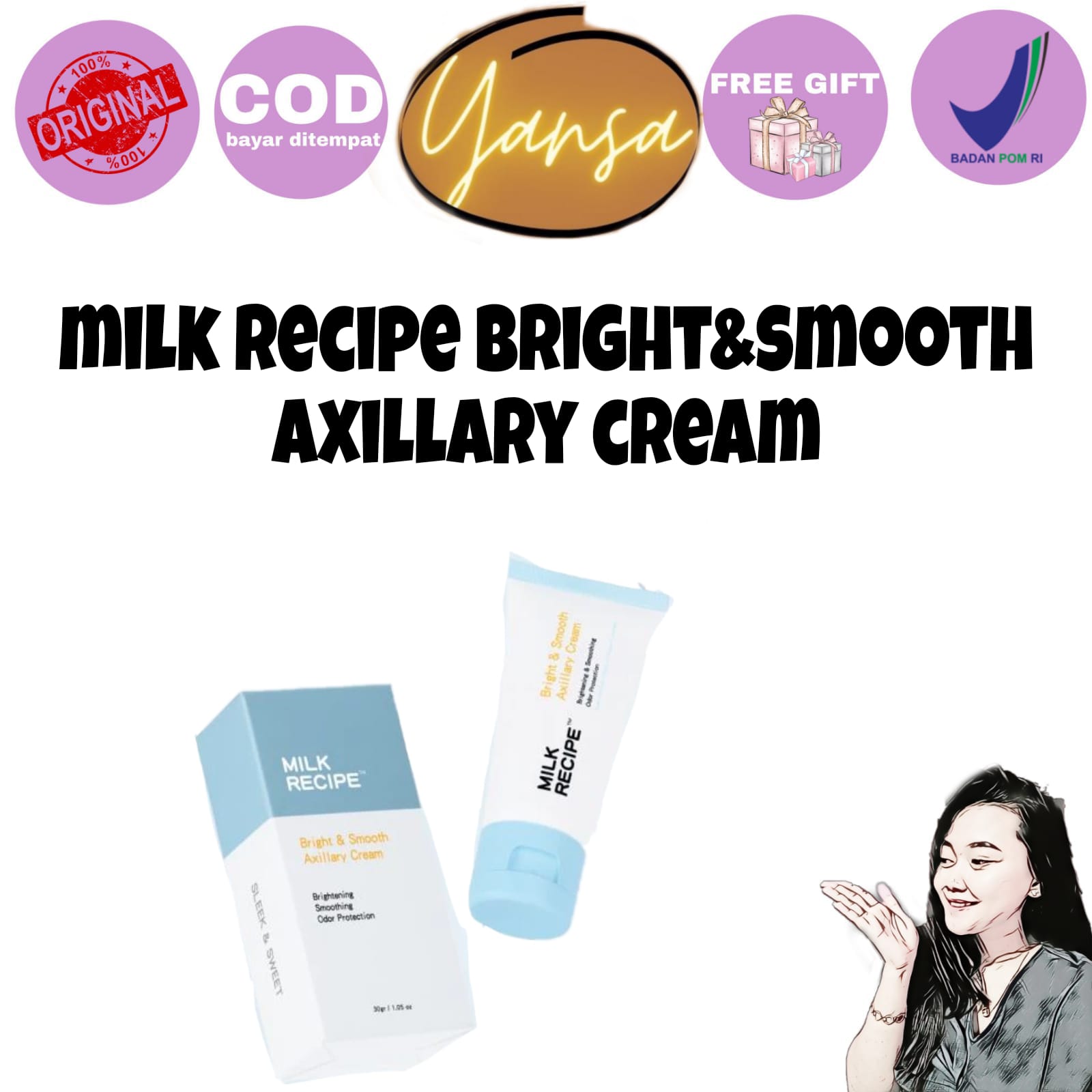 Milk Recipe Bright&Smooth Axillary Cream / Brightening Cream Lazada
