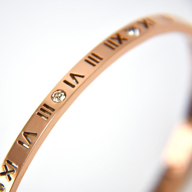 Gelang Stunles steel Romawi/Berlian imitasi Terkini.