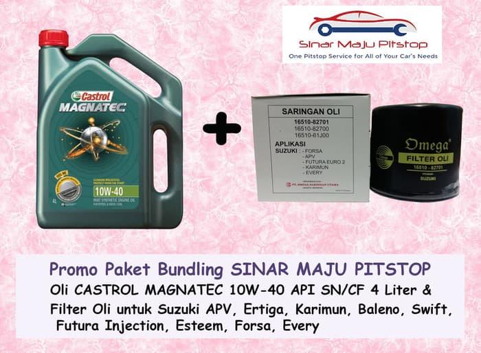 Paket Oli Mobil CASTROL MAGNATEC 10W-40 API SN & Filter SUZUKI ERTIGA