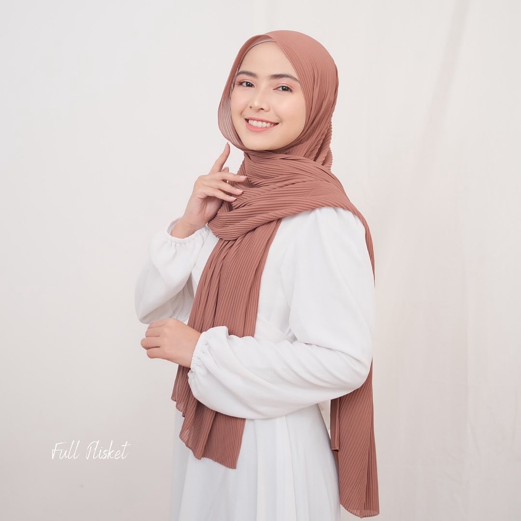 [ Hijabasket ] Pashmina Full Plisket - Ceruty Premium - Pleated Shawl - Hijab Pashmina Full Plisket | Kualitas Premium