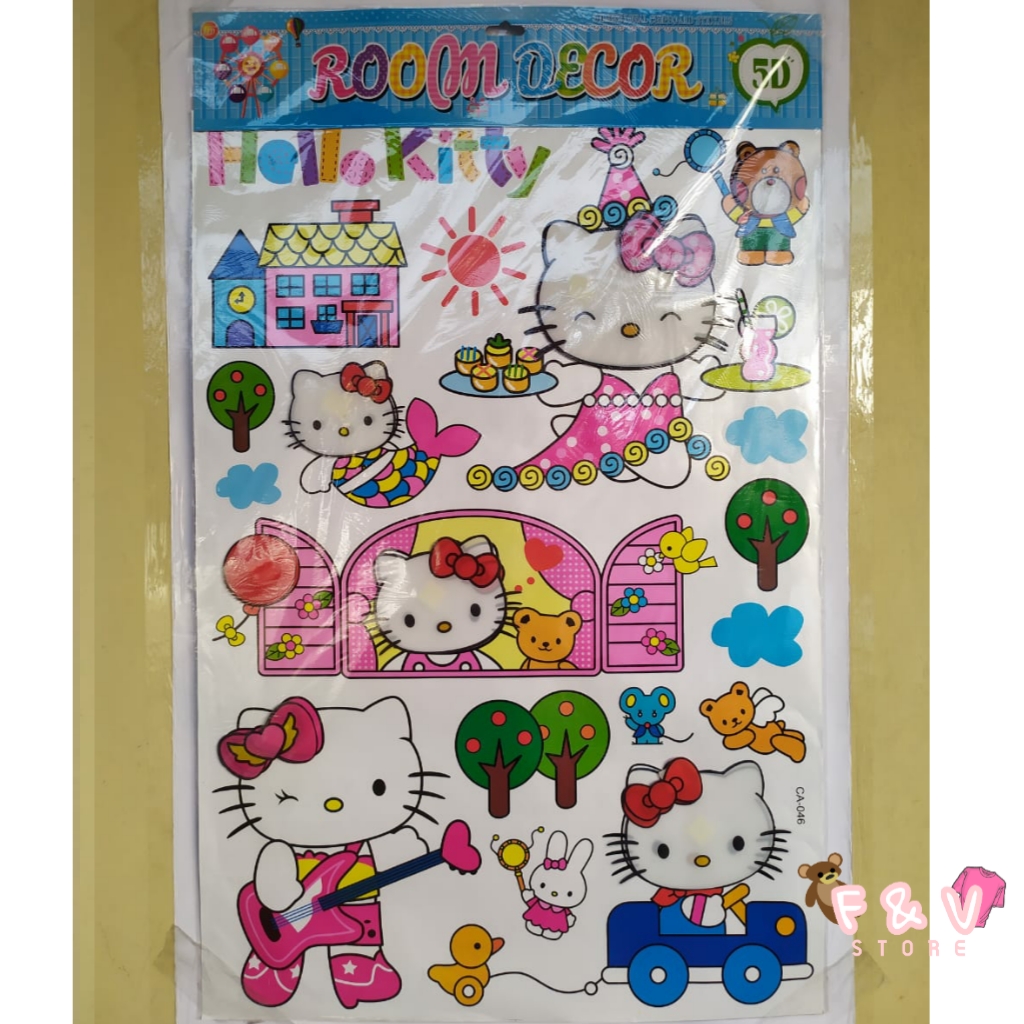 F V Sticker Dinding Hello Kitty 5d Dekorasi Room Kamar 5d Wallpaper Dinding Terbaru Lazada Indonesia