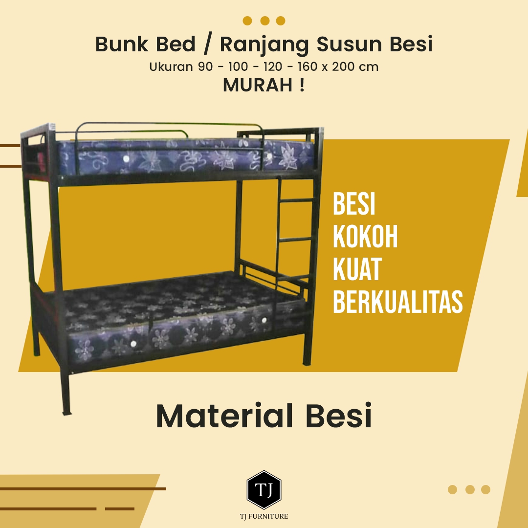 Ranjang Susun Besi Tempat Tidur Tingkat Besi Dipan Besi Bunk Bed