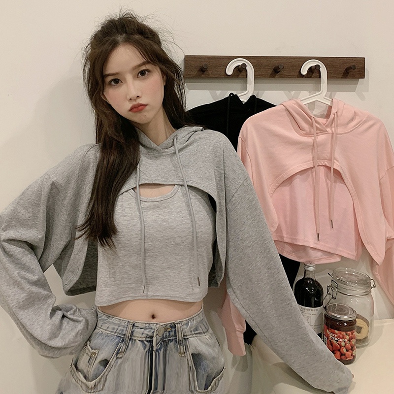 Korean Midriff Hoodie Crop Top C824 (M 