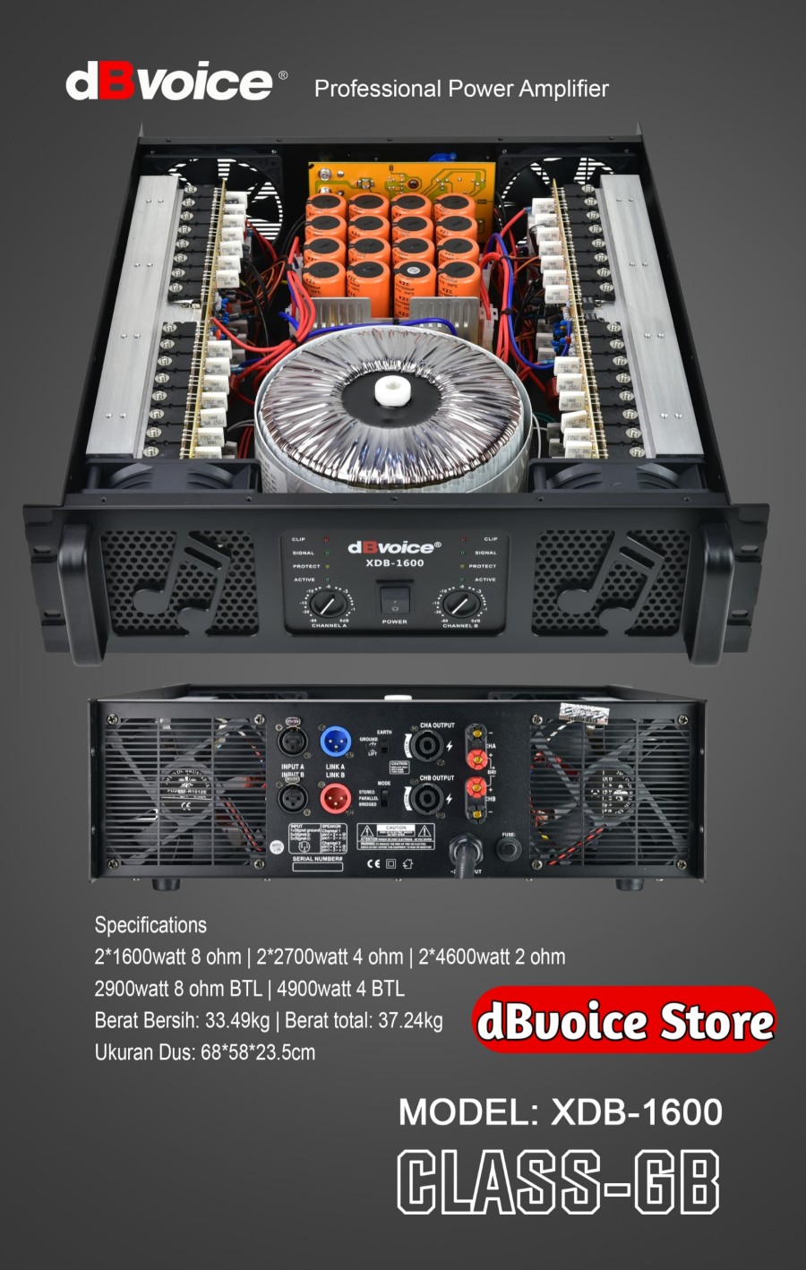 Professional Power Amplifier Kelas GB dBvoice XDB-1600 | Lazada Indonesia