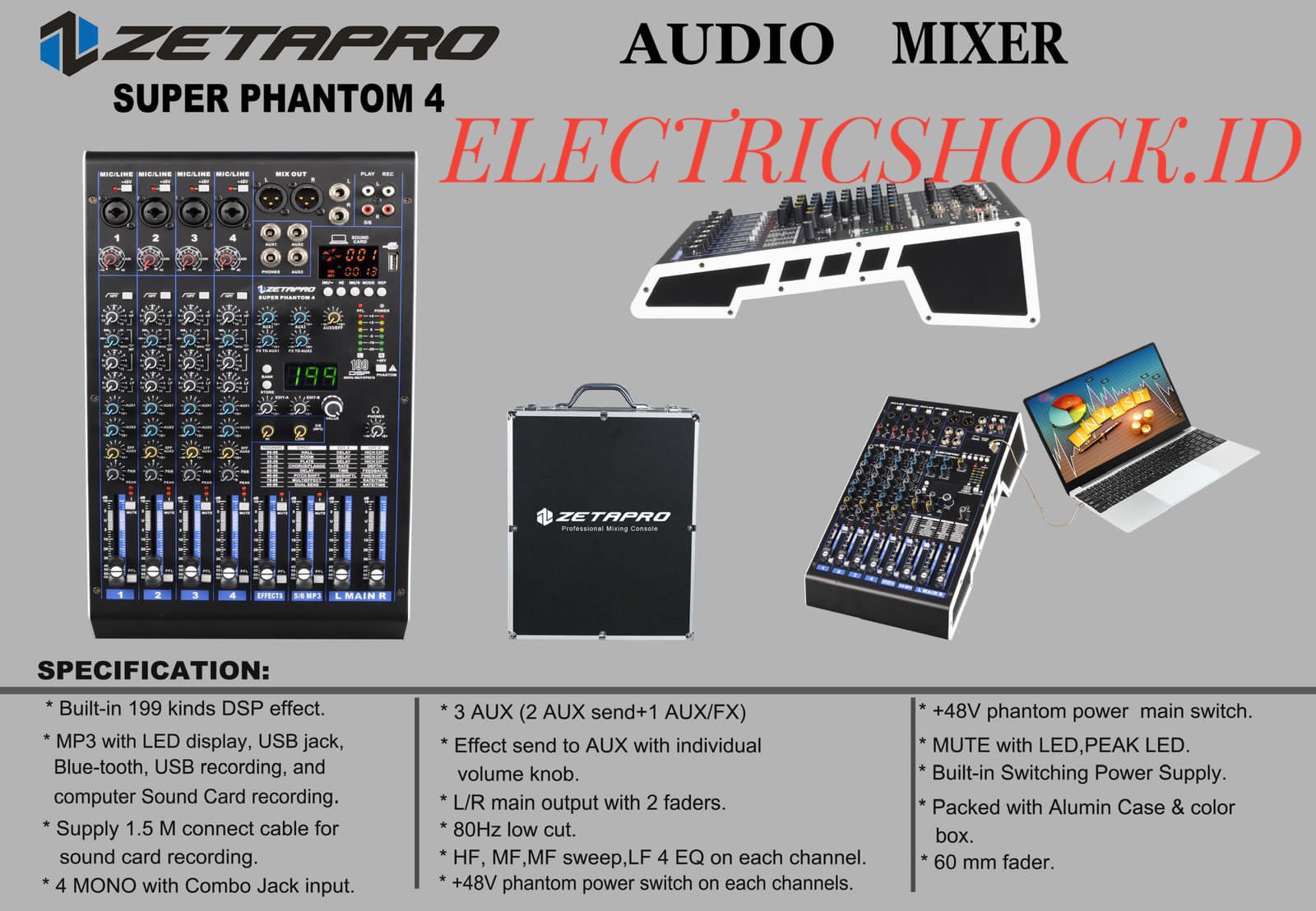 MIXER AUDIO ZETAPRO SUPER PHANTOM 4 ORIGINAL 4 CHANNEL Lazada Indonesia