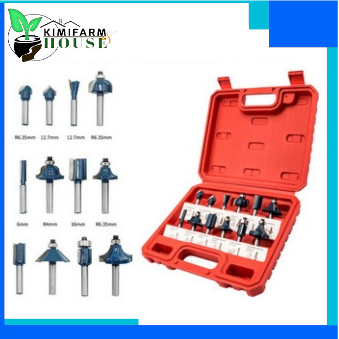 JLD Router bit set 12 PCS mata profil kayu mesin wood trimmer Mata Bor