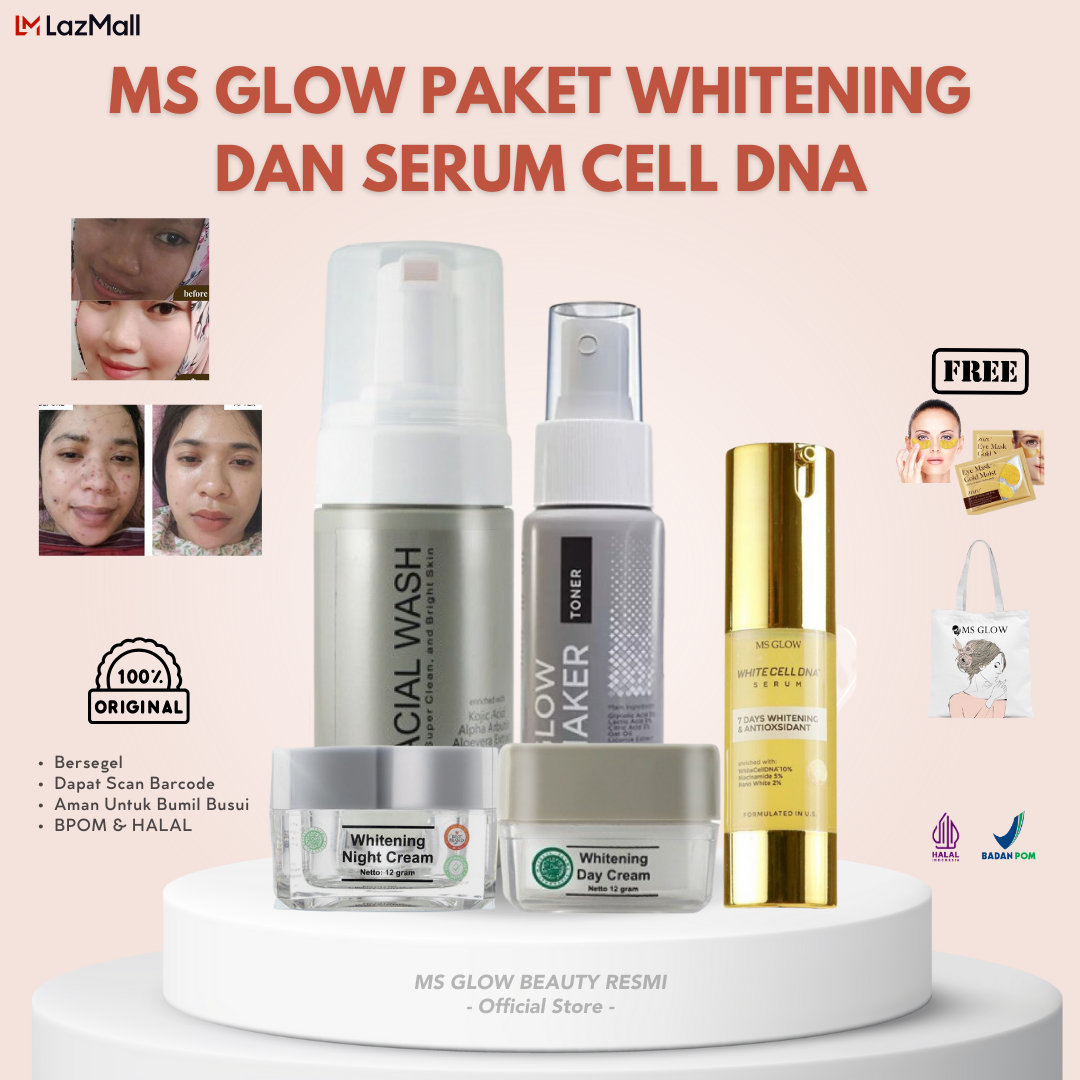 PAKET WAJAH MS GLOW DAN SERUM WHITE CELL DNA MS GLOW PAKET WAJAH WHITE ...