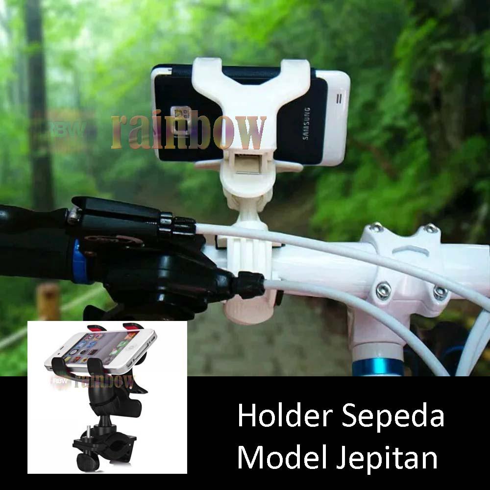 rainbow GPS Holder Sepeda Gunung Model Jepitan Klip sampai 6 inch Universal 360º Rotating Phone Holder Motor Holder Hp Smartphone Holder GPS Penyangga Handphone Untuk Sepeda Model Jepit Klip Tatakan Hp  - Warna Random