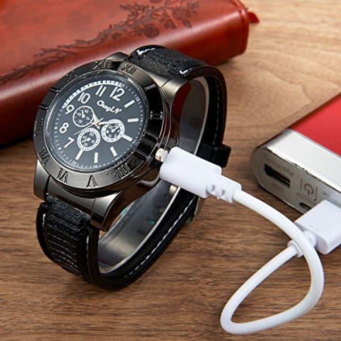 Onnistuu Watch - Jam Tangan analog Pria Korek Elektrik USB Lighter Watch Jam Tangan Analog
