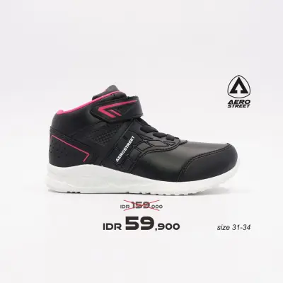 Aerostreet 31-34 Celtic-N Black Fuchsia -Sepatu Sneakers Casual Sport Sekolah Pria Wanita Aero Street