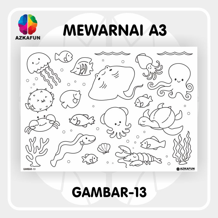 Kertas Mewarnai A3 HEWAN DI AIR - Mewarnai Hewan laut ikan | Lazada ...