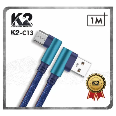 RGAKSESORIS Kabel Data GAMING DENIM 1M K2-C13 K2 Premium Quality MICRO USB / IPHONE / TYPE C Fast charging 2A