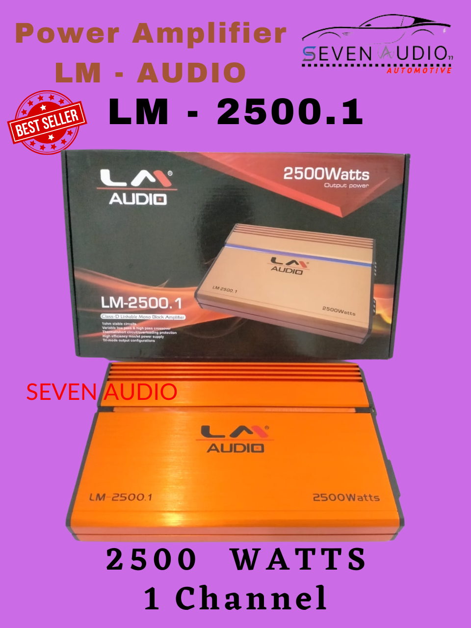 Power Amplifier Mobil LM AUDIO 1CH MONOBLOCK LM 2500.1 PMPO 2500 WATTS
