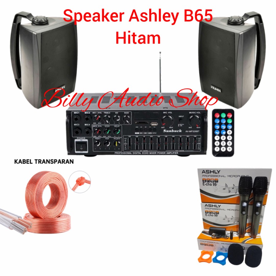 Paket Sound System Karaoke Speaker Ashley B65 Dan Amplifier Sunbuck