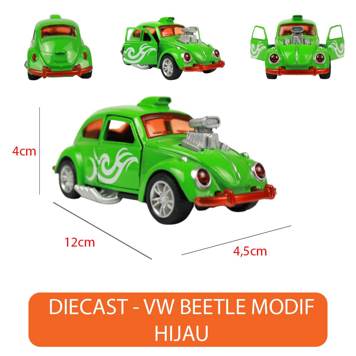 Diecast VW Kodok Beetle Retro Herbie Modifikasi Fungky