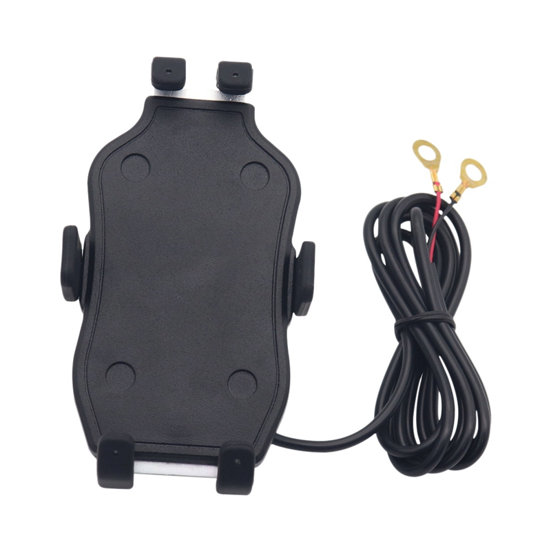 Motorcycle Mobile Phone Holder with USB 3.0 Quick Charge Adapter Rear-View Mirror Cell Phone Holder 360 Rotation 12-24V