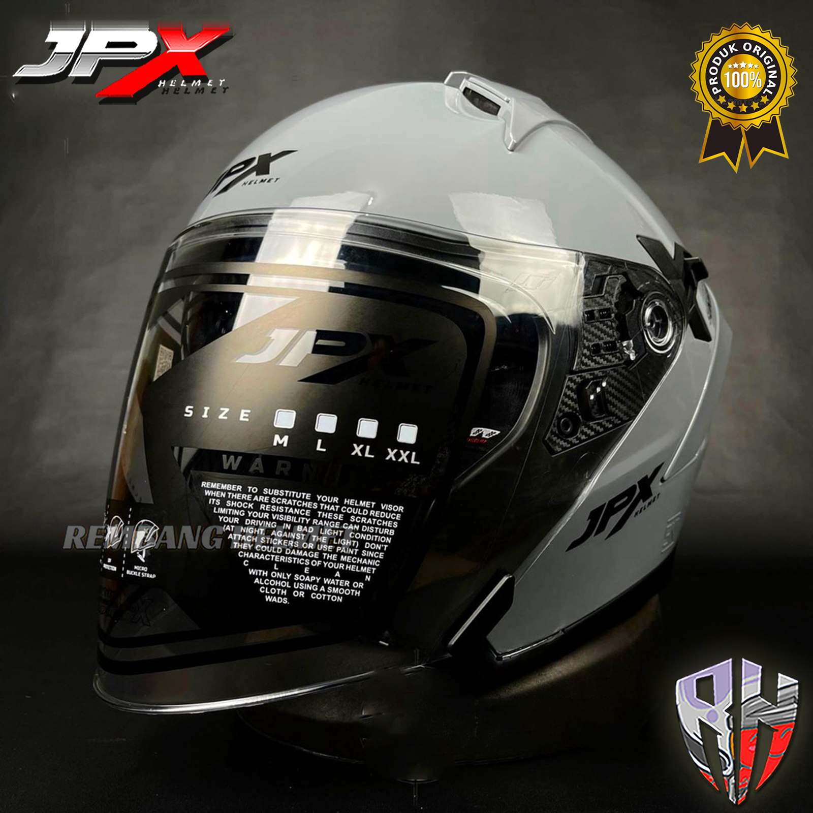 HELM JPX NOVA X HALF FACE JPX DOUBLE VISOR SOLID DARK GREY GLOSSY Lazada Indonesia