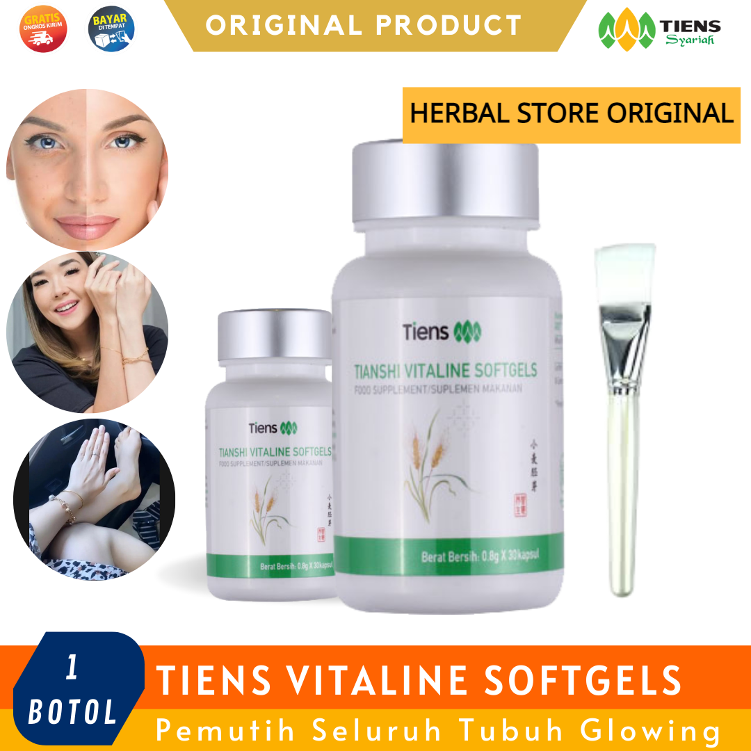 suplemen pemutih tubuh 20 kapsul wajah herbal vitaline softgel alami